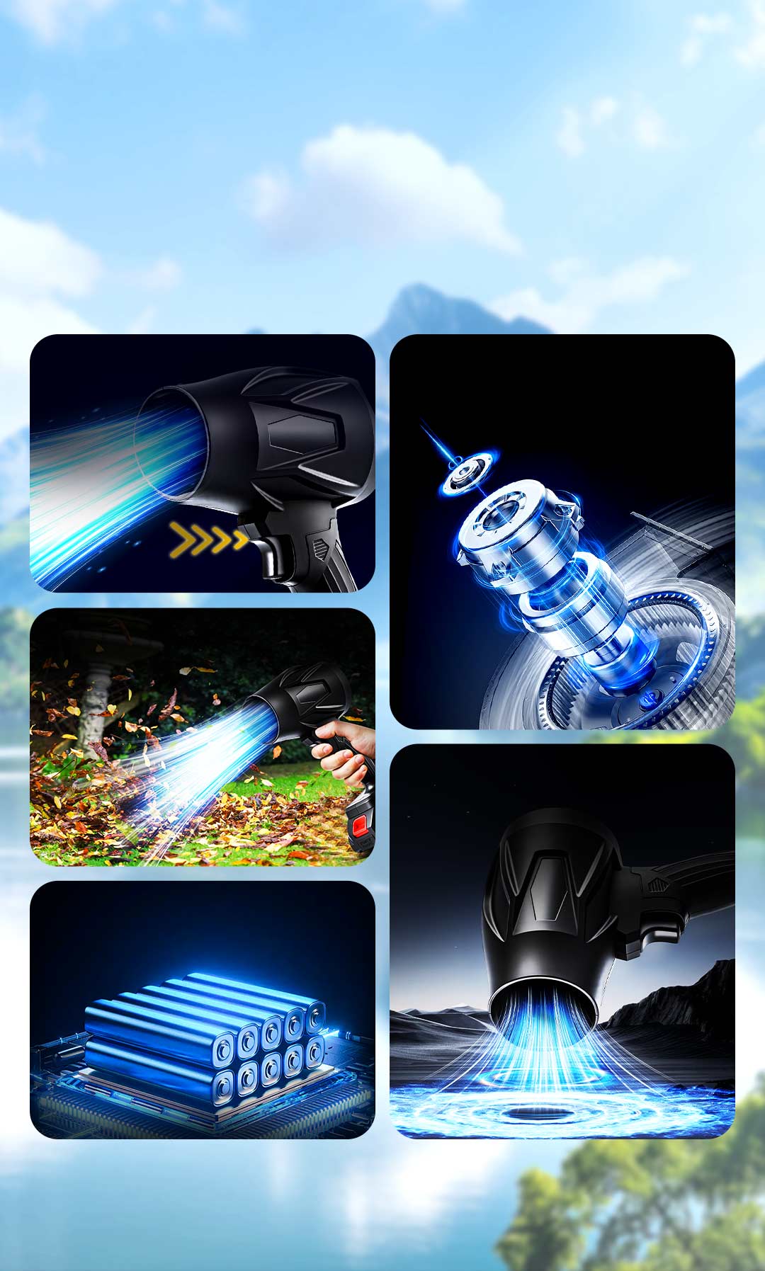 منفاخ هواء نفاث مع شاحن وبطاريتين | منظف سهل للسيارة والمنزل