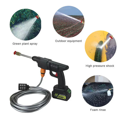 مسدس غسيل سيارات لاسلكي عالي الضغط مع ماكينة رغوة