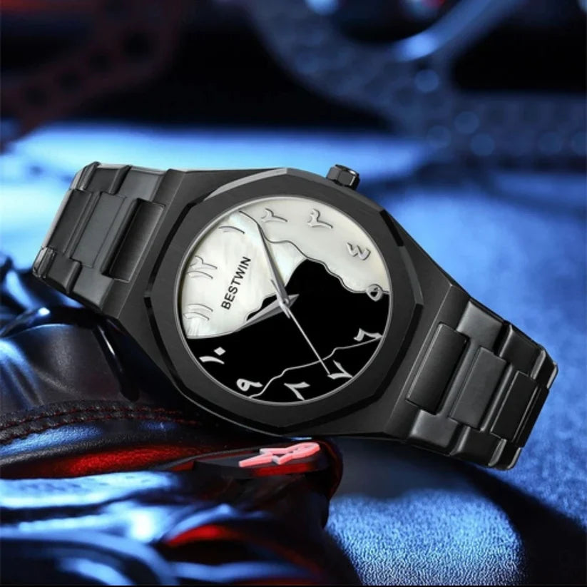 ساعة أورَا العربية السوداء العصرية الجديدة